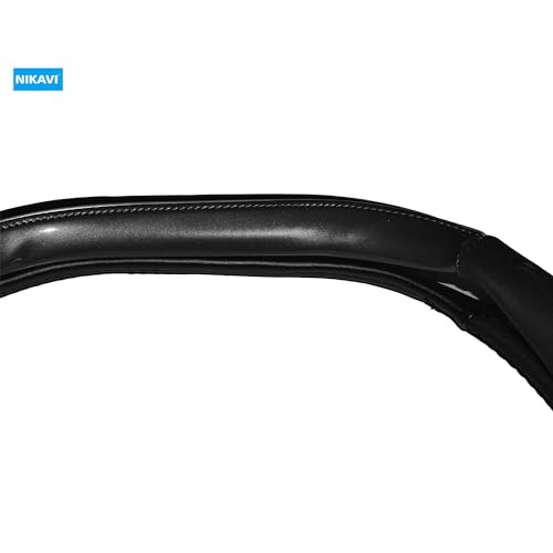 Image of NIKAVI Fashion Steering Wheel Cover - Black Color | Size - Small | Diameter 36 cm | O-Type | Car Steering Wheel Protector, Anti-Slip, Stylish Leather Finish Grip Cover for Round Steering Wheels