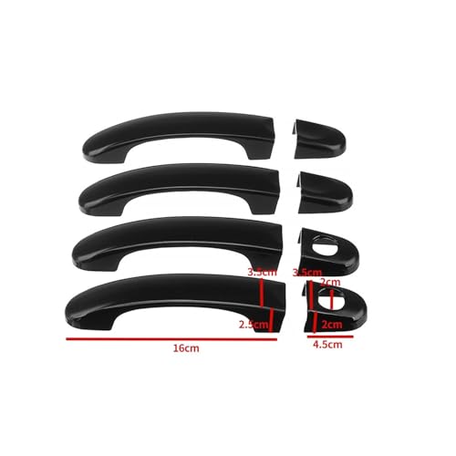 Lot de 6 housses de poignée de porte extérieure pour T5 T6 Transporter Caddy noir brillant
