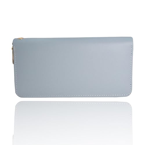 Women's Quilted Wallet, Women's Long Wallet with Crystal Bow, Detachable Wristband, Large Capacity Phone Bag, Light Blue, 7.67 x 3.93 inches2