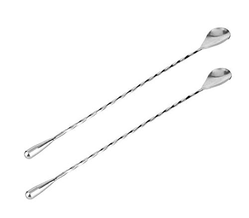 Hemore - Cuchara de acero inoxidable para mezclar cócteles con barra de...