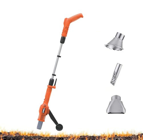 DWD Electric Garden Weed Burner Wand- 2000W up to 600c - 3 Nozzles 2.4M Lead Length - No Gas Chemical Free 100% Safe BBQ Charcoal Lighter Driveway Weeding Tool Torch with Guide Wheel for Easy Use