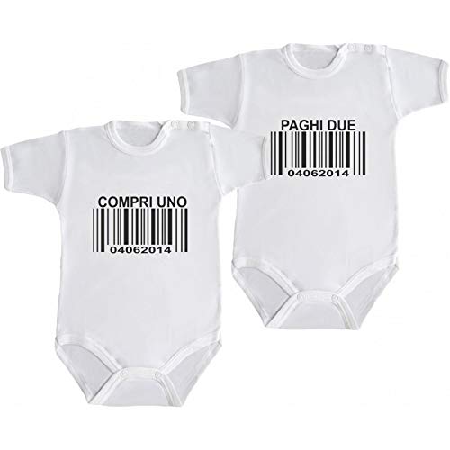 DANZA in VETRINA Coppia Body Neonato Gemelli Bimbo bebé Pigiama...