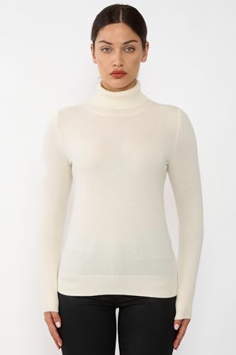Image of JENNIE LIU Women's 100% Pure Cashmere Long Sleeve Pullover Turtleneck Sweater