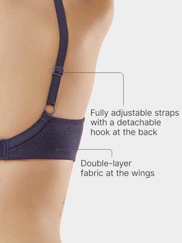 Image of Enamor Bamboo Cotton IO05, Plunge, Everyday Women's T-Shirt Bra - 3X Softer, 4X More Absorbent & Antimicrobial, Padded, Wirefree, High Coverage