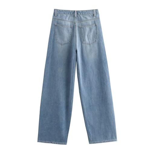 Vintage Mom Jeans British Minimalist Asymmetrical Waist Loose Jeans Women Boyfriend Style Washed Denim Pants2
