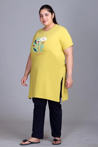 Image of In Love Women's Plus Size Graphic Printed Cotton Night Suit Set Short Sleeve