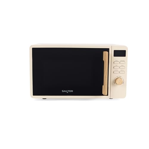 Salter Malmo 20 L Digital Microwave Oven - Clock and 60 Minute Timer 8 Cooking Presets Digital LED Display Defrost Solo Microwave 27cm Glass Turntable Easy Clean Stone 800 W