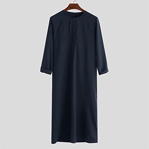 Moroccan Thobe Muslim Clothes for Men Long Sleeve Kaftan Islam Eid Big And Tall Ankle Length Robe Arab Dubai Abaya3