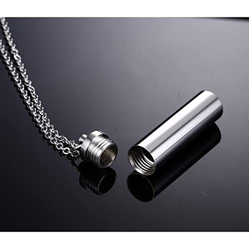 Pack of 2/3/4/5 -Cremation Jewelry Unisex Cylinder Urn Necklace for Ashes with Angel Wing Charm Stainless Steel Tube Ash Holder Pendant (L-11 MM47 MM-Silver-2, 2)2