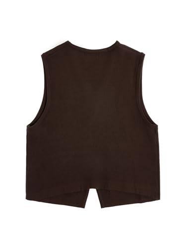 Men's Sleeveless Button Front Sweater Vest V Neck Knitted Asymmetrical Vests Top2