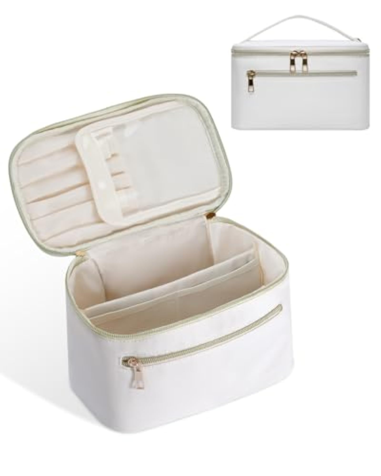 Eco Vegan Leather Makeup Bag, Medium Organizer for Women