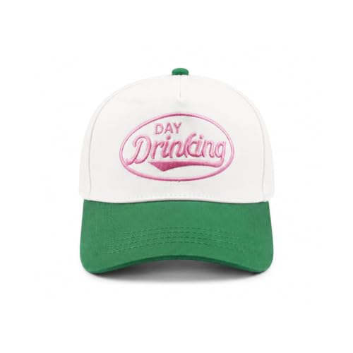 Etdewrio Day Drinking Hat Two Tone Embroidered Bachelorette Parties Girls Trip Hat Green/White