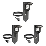 ledscom.de 3 Stück Steckdosensäule POXO mit Erdspieß und 2m Kabel für außen, IP65, 1-fach,...