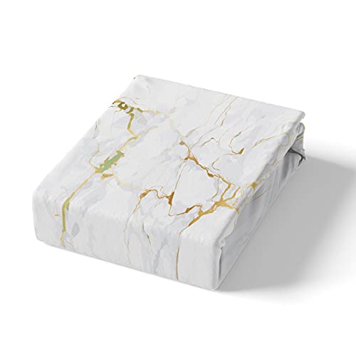 feelingyou White Marble Duvet Cover Set Double Abstract Stone Texture Bedding Set 3pcs for Kids Boys Teens Room Decor White and Gold Marbling Comforter Cover Luxury Quilt Cover with 2 Pillowcases - Image 2