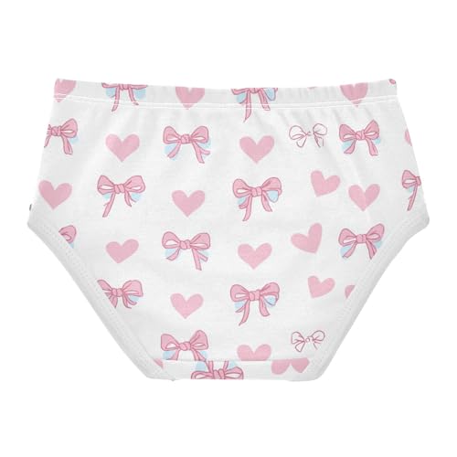 Wusikd Pink Ribbon Bow Heart Girls' Underwear Cotton Girls Briefs Soft Toddler Underwear 2T2