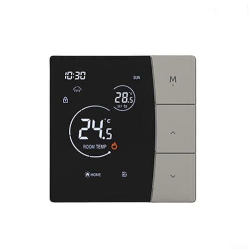 Termostato de caldera de gas, control LED y termostato inteligente montado en la pared, termostato de calefacción LCD de 8,6 x 8,6 x 4,1 cm para calefacción eléctrica de agua (gris 3A)