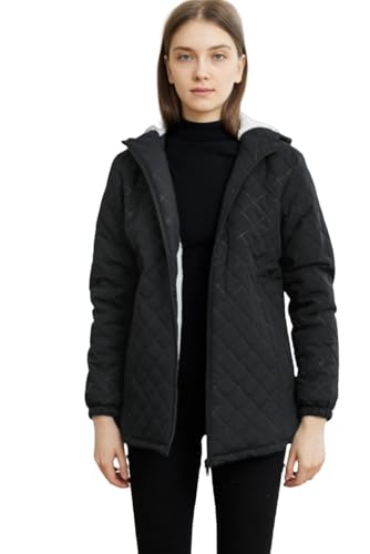 Womens Winter Outdoor Two-Pocket Fleece Hooded Long Warm Zipper Jacket2