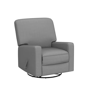Harkawon Swivel Recliner Chair Glider Rocking Recliner Fabric Chair Comfy Upholstered Glider Rocker for Nursery Modern Armchair with Tall Back for Living Room Bedroom Gray