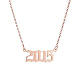 SKQIR Birthday Women's Gold Number Year Necklace - Birthday Pendant for Women, 2015 Year Necklace