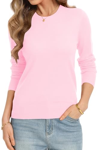 Image of QUALFORT Women's Sweaters Long Sleeve Soft Lightweight Basic Knitted Pullover Sweater