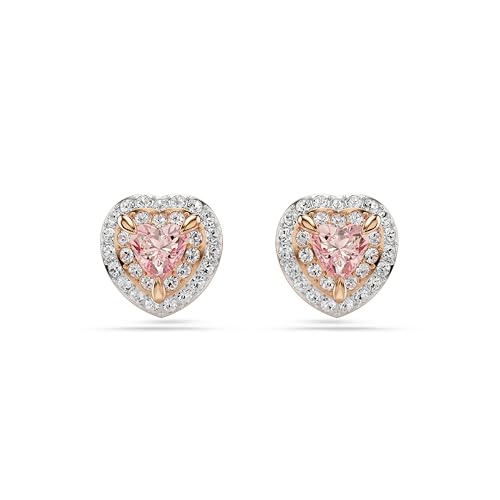 Swarovski Clous d'oreilles One, Taille cœur, Pavé, Cœur, Roses, Finition mix de métal
