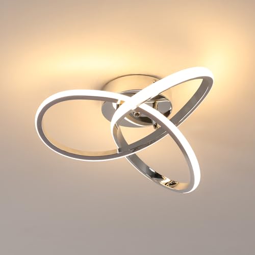Comely Plafonnier LED Moderne, Luminaire Plafonnier Gris métallisé 30W 3375LM, Lampe de Plafond en Forme de Fleur pour Chambre à Coucher, Couloir, Cuisine,...