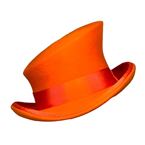 Sombrero asimétrico de lana para mujer y hombre, unisex, sombrero punk de vapor, sombrero de moda, sombrero decorativo, sombrero de abeto, naranja, Talla única