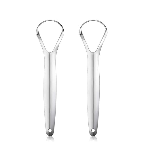 Image of Wonder Care 2 Count Tongue Scraper Stainless Steel,Tongue Cleaners Fresh Breath Restored Taste Big Size