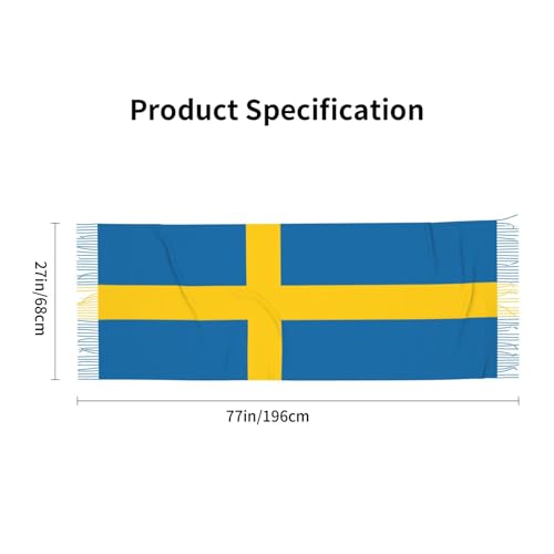 Swedish flag print Cashmere shawl with tassel Warm tassel scarf Women's scarves are lightweight warm2