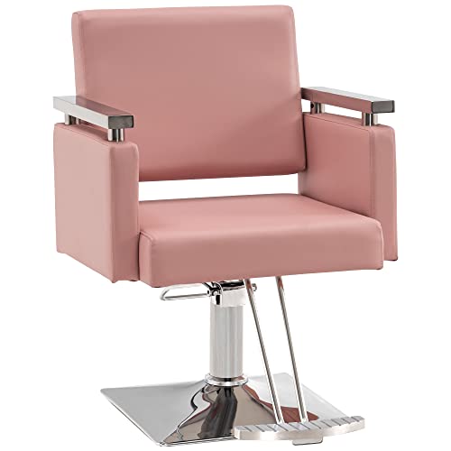 Barberpub Classic Hydraulic Barber Chair Styling Salon Chair For Hair Stylist Beauty Spa Equipment 8808 (Pink) #TOP9