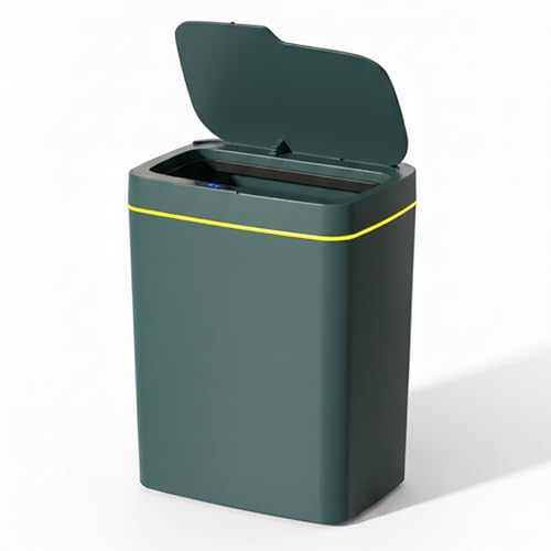 Image of House of Quirk Plastic Automatic Bathroom Trash Can, Smart Garbage Can with Lid Small Bin, Motion Sensor BIN Touchless, Kitchen Trash Can Slim Waste Basket (18Litre, Green)