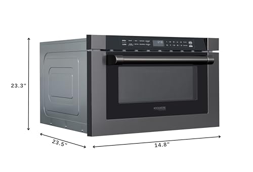 Image of KoolMore Reserve 24 in. 1.2 cu. ft. Microwave Drawer with Electric Door Opening, 10 Power Levels, Sensor Cooking, Melt, Defrost, Bake, Roast, Broil, 1500 Watts, UL Certified in Black Stainless-Steel