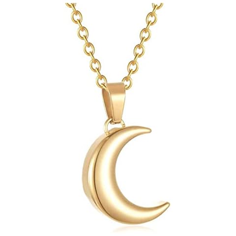 Moon Pendant Urn Necklaces for Ashes for Woman Keepsake Urn Memorial Jewelry Human Pet Urns (Metal color : Gold) Cover