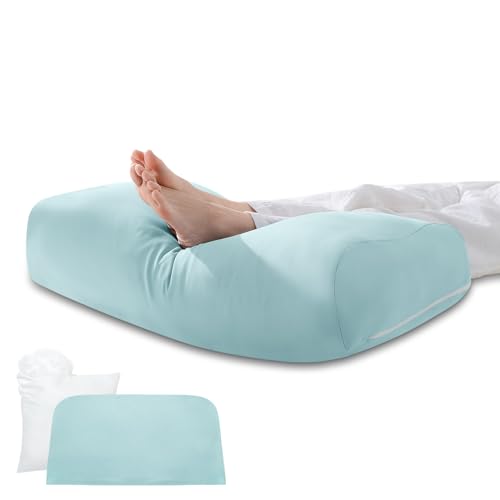 日和葉(HIYORIBA) 足枕 就寝用 【日本企画】 ジャジー素材 【補充綿付+高さ調節可能】二重洗えるカバー設計 整体師推奨 むくみ 反り腰 フットレスト 快眠サポート ふくらはぎケア ランバーサポート グリーン