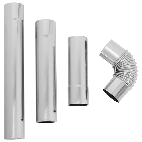 HONMEET Kit de 4 Tubos para Estufa de Pellets de Acero Inoxidable, Conducto de Humos con Codo, Tubos de Chimenea Redondos de 6 Cm X 20 Cm, 30 Cm y 40 Cm, Resistente a Altas Temperaturas