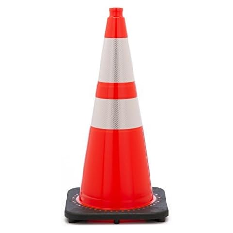 Comfitwear 28" Orange Traffic Cones w/ 4"& 6" 3M Reflective Collars (Pack of 8) Cover