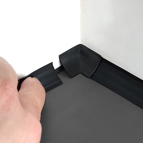 Image of InstaTrim INCAPBLK10 Wide End Cap Pieces Moldings & Trims, Black | Ten paintable black inside-corner caps finish internal joints on matching 3 /4 in InstaTrim flexible trim home installations.
