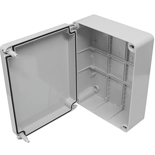 Caja de conexiones de 240 mm, resistente al agua a IP56, carcasa y tornillos de plástico adaptable, interior y exterior, para cables y Cover