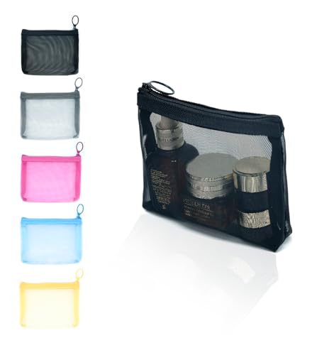 Image of Patu Zipper Mesh Bags, Beauty Makeup Cosmetic Accessories Organizer, Travel Toiletry Kit Set Storage Pouch, Multicolor, S, Widened (5 pcs)
