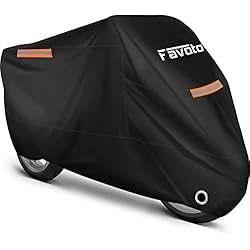 Maletas Ninja 650 Favoto Funda para Moto Cubierta de la Motocicleta 210T Protectora con Banda Reflectante a Prueba de Sol Agua Lluvia Polvo Viento Nieve Excremento de Pájaro al Aire Libre XXL 245cm Negro