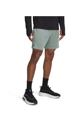 Image of Under Armour Mens 7 inch Tech Vent Shorts Silica Green /Black 2XL