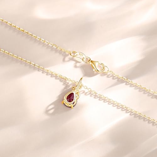 FANCIME 14K Solid Yellow Gold Birthstone Pendant Necklace for Women with Diamond Pear Shaped Teardrop Necklace Birthday Gifts for Mom Women Sterling Silver Chain 16" + 2" Extender3