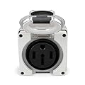 HIITIO 14-50R RV Power Outlet Box, NEMA 14-50R Power Outlet Receptacle, 50Amps 125/250Volt Receptacle, Weatherproof Outdoor Electrical Power Box for Campers/Trailers - ETL Listed.(14-50R)