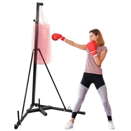 MIDUOLAI Soporte Plegable para Saco De Boxeo, Soporte para Saco De Boxeo De Alta Resistencia, Soporte Independiente para Sacos De Arena De Acero, para Fitness En Casa Estable,Negro