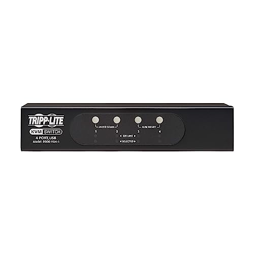 Image of Tripp Lite 4-Port KVM Switch VGA with USB or PS /2 Port for Keyboard Mouse, Desktop PC, 4 Computers 1 Monitor, Plug and Play - Windows, macOS, Linux Compatible - 3-Year Warranty (B006-VU4-1)