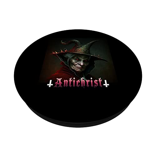 Antichrist, satan, evil nun, satanist, gothic, devil PopSockets Swappable PopGrip, Black - Image 2
