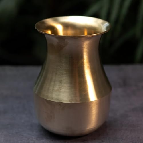 Image of Ambi Elegant Traditional Pure 100% Kansa Parsi Lota -Tumbler /Glass 450ml | Traditional Luxury Karwa Chauth Kalash Lota for Decor Mandir and Kitchen Use | Perfect for Gift | Aesthetic