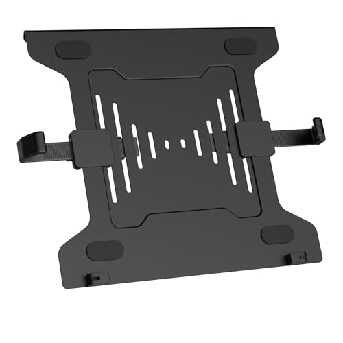 WilTec Support Ordinateur Portable Noir Ajustable en Acier Compatible VESA 75x75 100x100 mm Ventilé Rebord antidérapant Porte-ordi Ergonomique pour Bras...