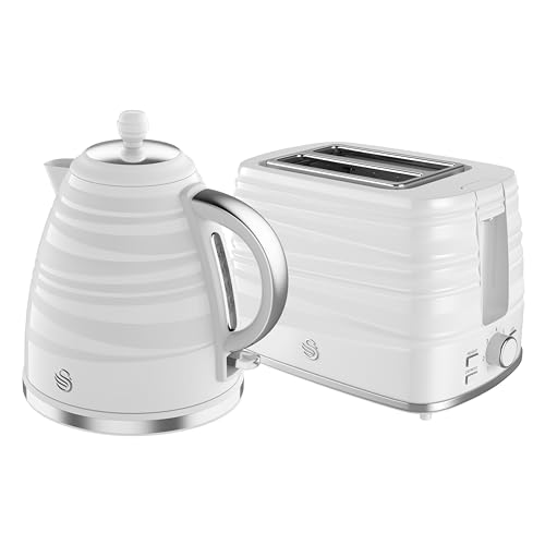 Swan Symphony Kitchen Set 1.7L Fast Boil Kettle & 2 Slice Toaster White SK31050WN ST31050WN