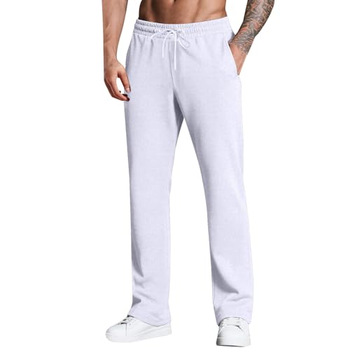 Generisch Jogginghose Herren Freizeithose Herren Freizeithose Bequeme, lockere Passform, Kordelzug in der Taille, Lange Jogginghose für den Alltag mit schrägen Taschen (White, S) Generisch Jogginghose Herren Freizeithose Herren Freizeithose Bequeme, lockere Passform, Kordelzug in der Taille, Lange Jogginghose für den Alltag mit schrägen Taschen (White, S)